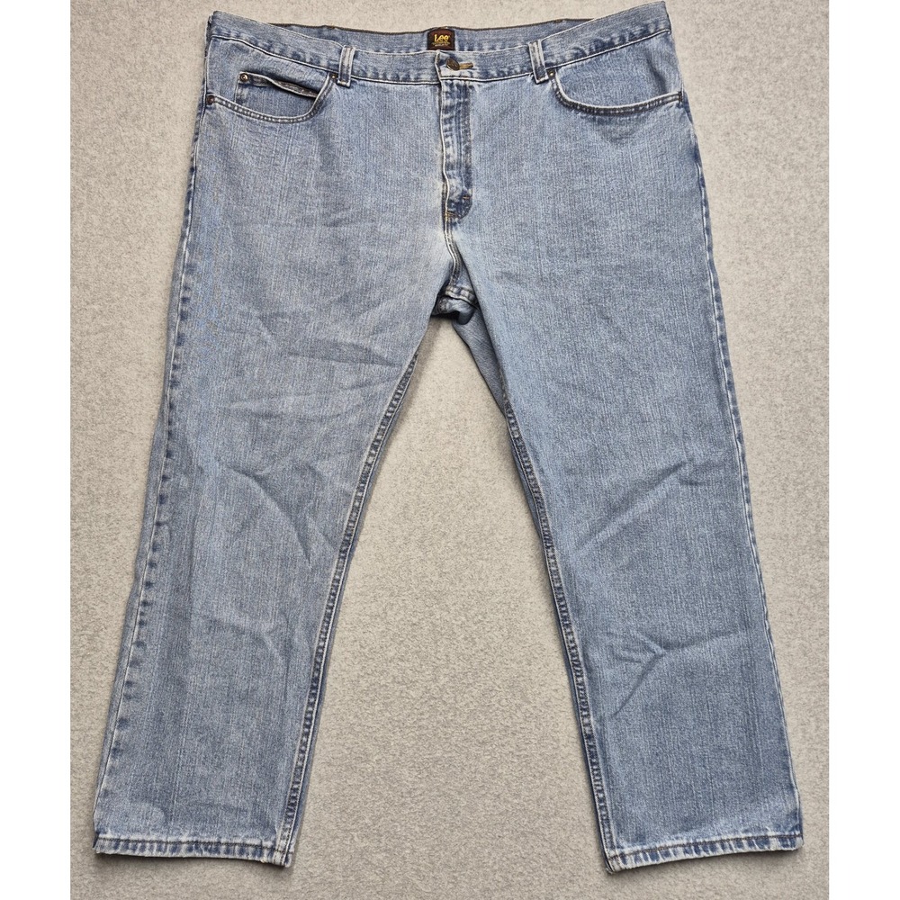 Lee Jeans Mens 46x30 Light Wash Blue Regular Fit Straight Leg 100% Cotton